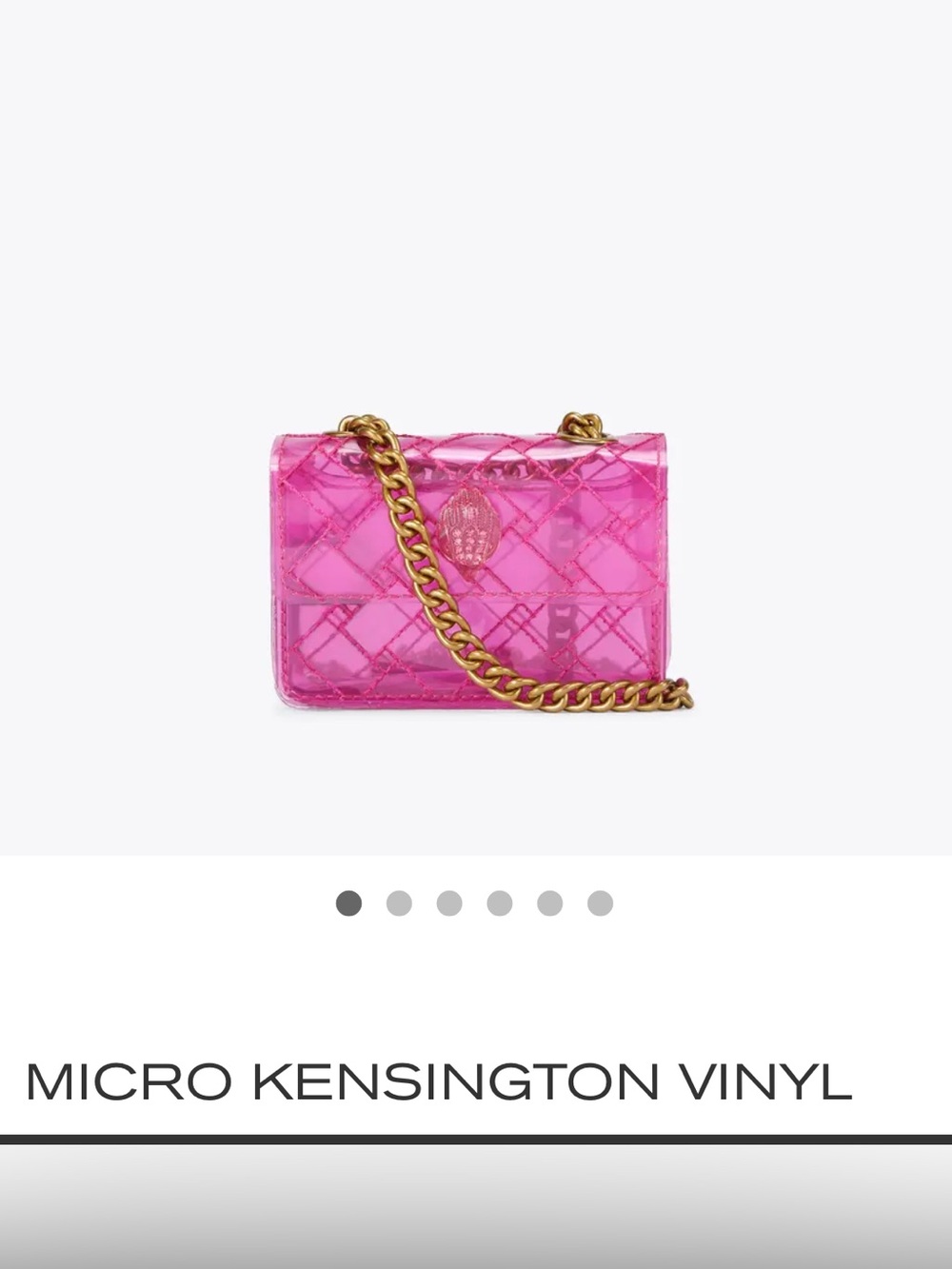 Kurt Geiger Hot Pink Transparent Crossbody with Gold Chain (Vinyl) - Picture 4 of 11